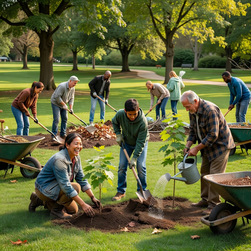 Volunteers at a community event